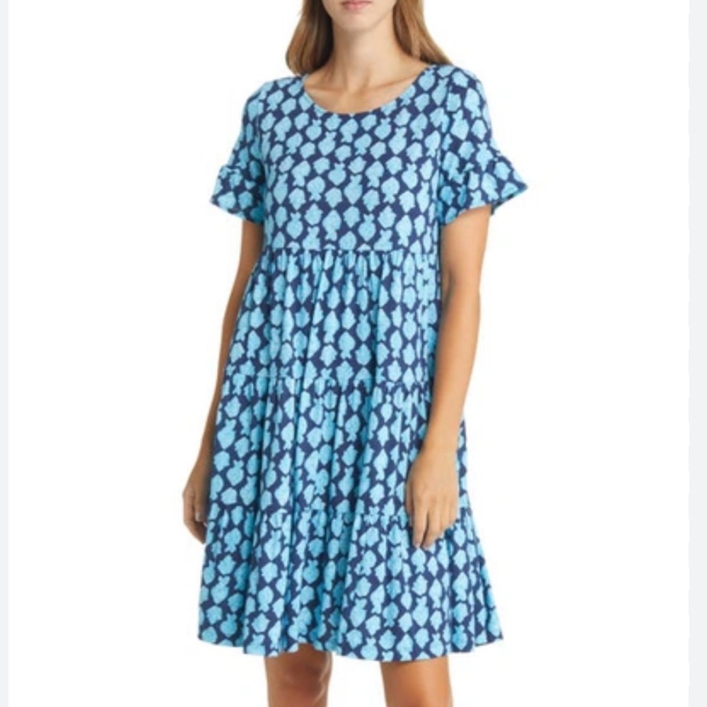 Lilly Pulitzer Jodee Swing Dress Navy Any Fin for You Fish Print XS